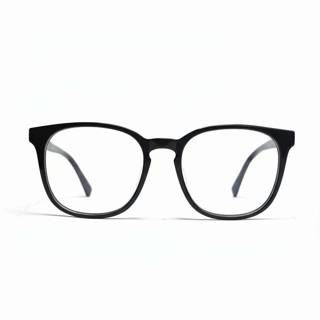 Black eyeglasses on a white background