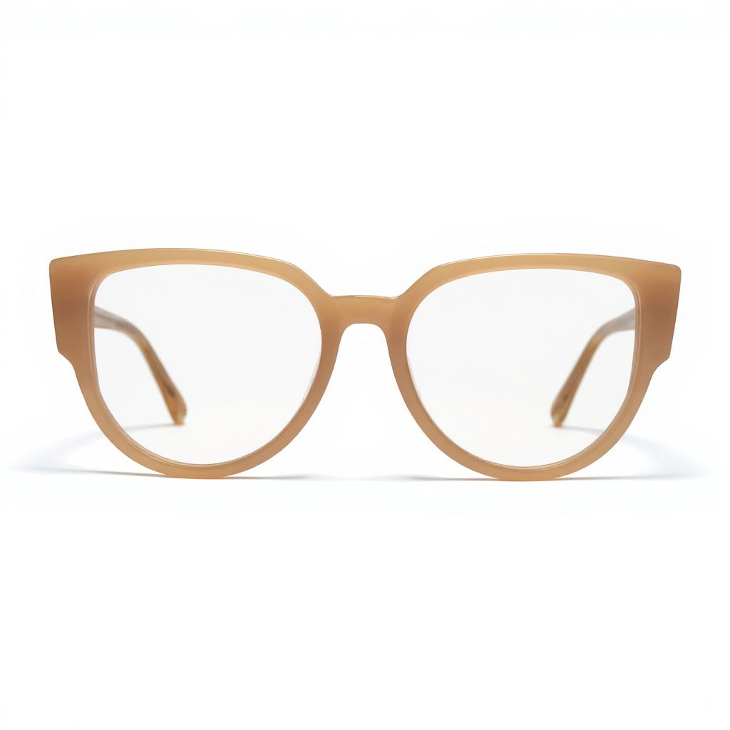 Brown cat-eye glasses on a white background