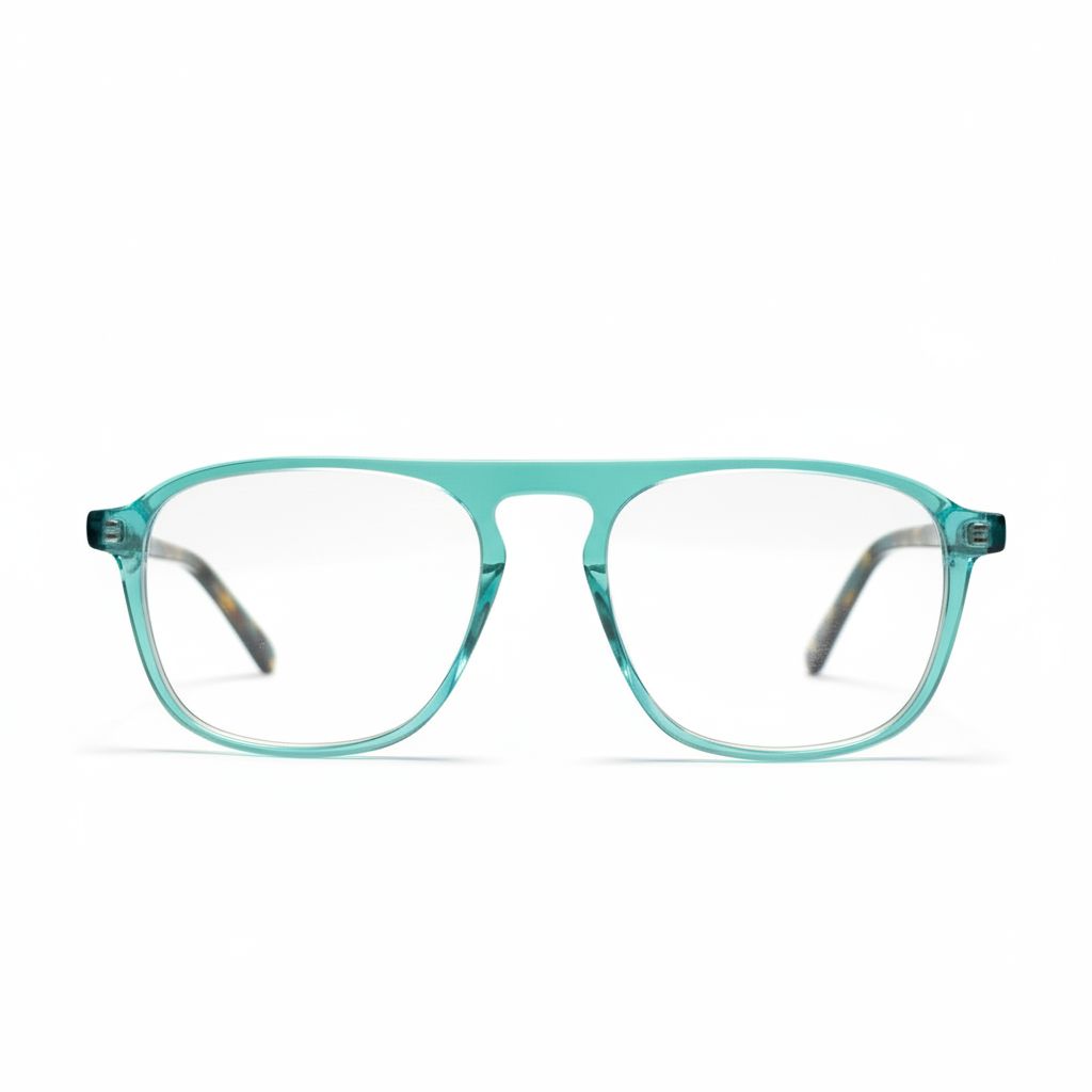 Teal eyeglasses on a white background