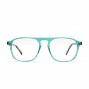 Teal eyeglasses on a white background