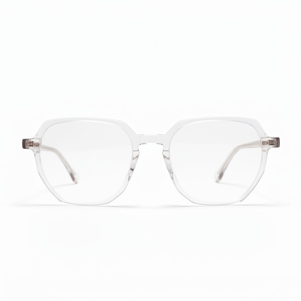 Clear eyeglasses on a white background