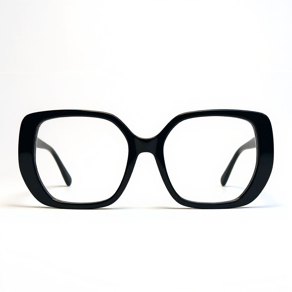 Black eyeglasses on a white background