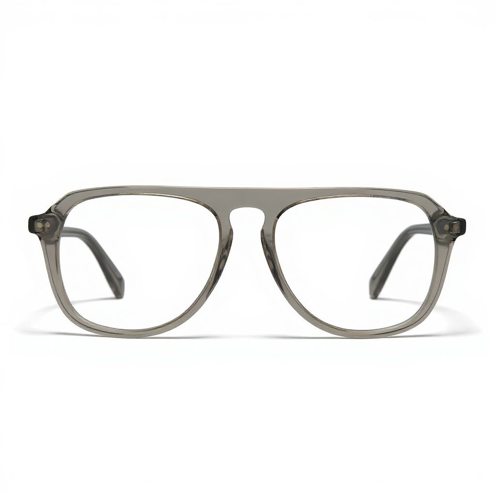 Gray eyeglasses on a white background