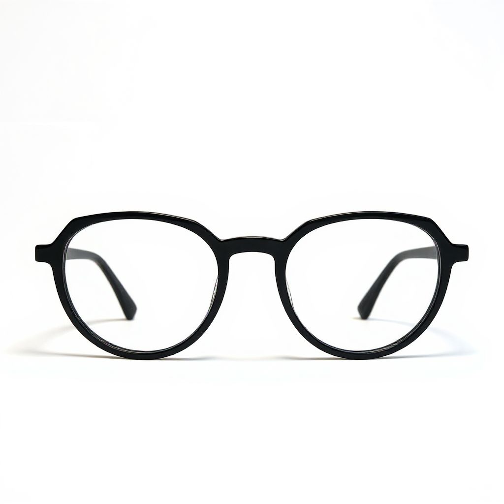 Black eyeglasses on a white background