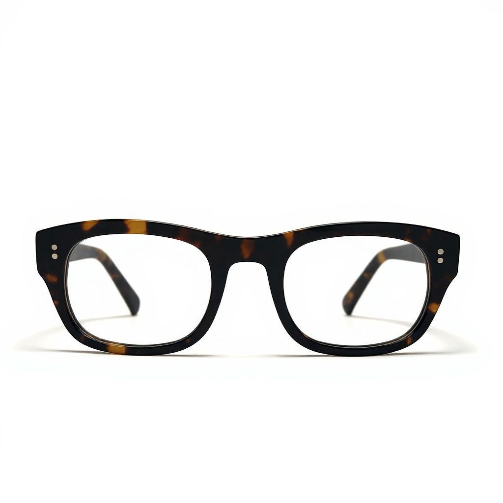 Tortoiseshell eyeglasses on a white background