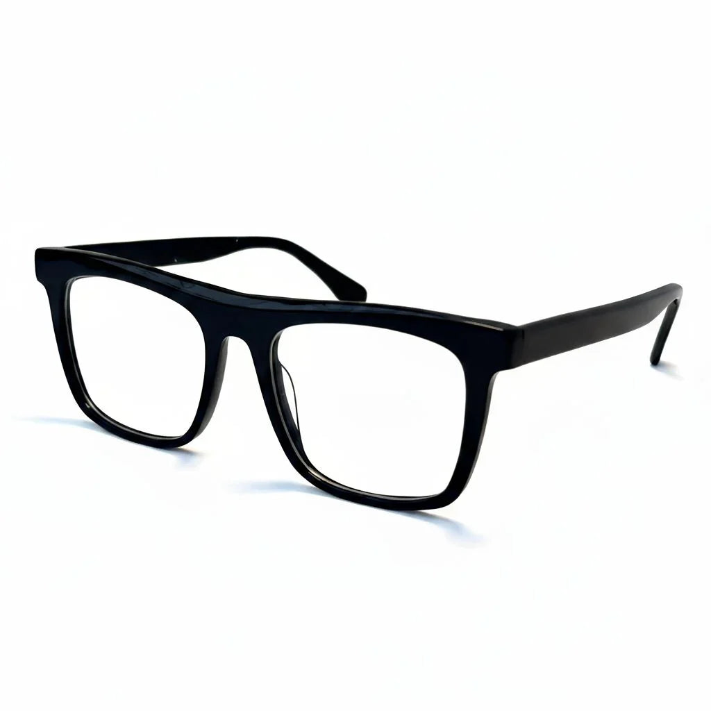 Black eyeglasses on a white background