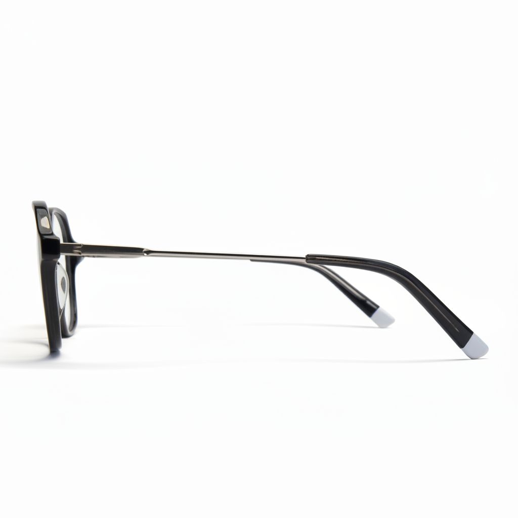 Black eyeglasses on a white background