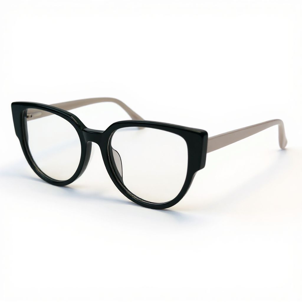 Black cat-eye glasses on a white background