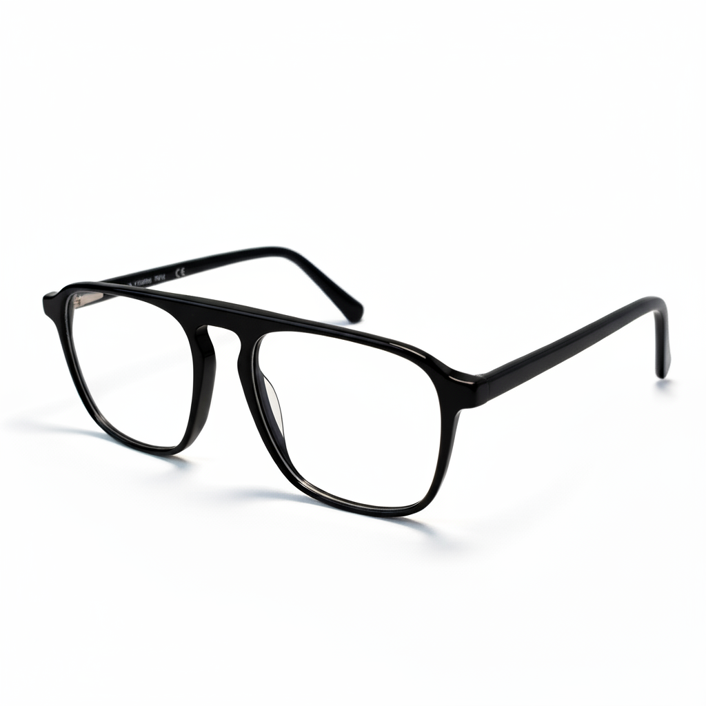 Black eyeglasses on a white background