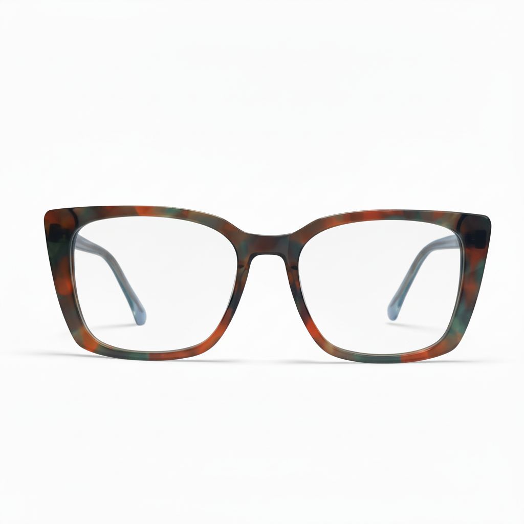 Tortoiseshell cat-eye glasses on a white background