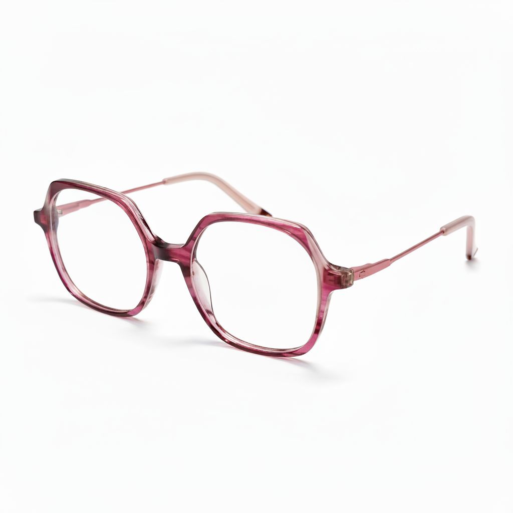 Pink eyeglasses on a white background