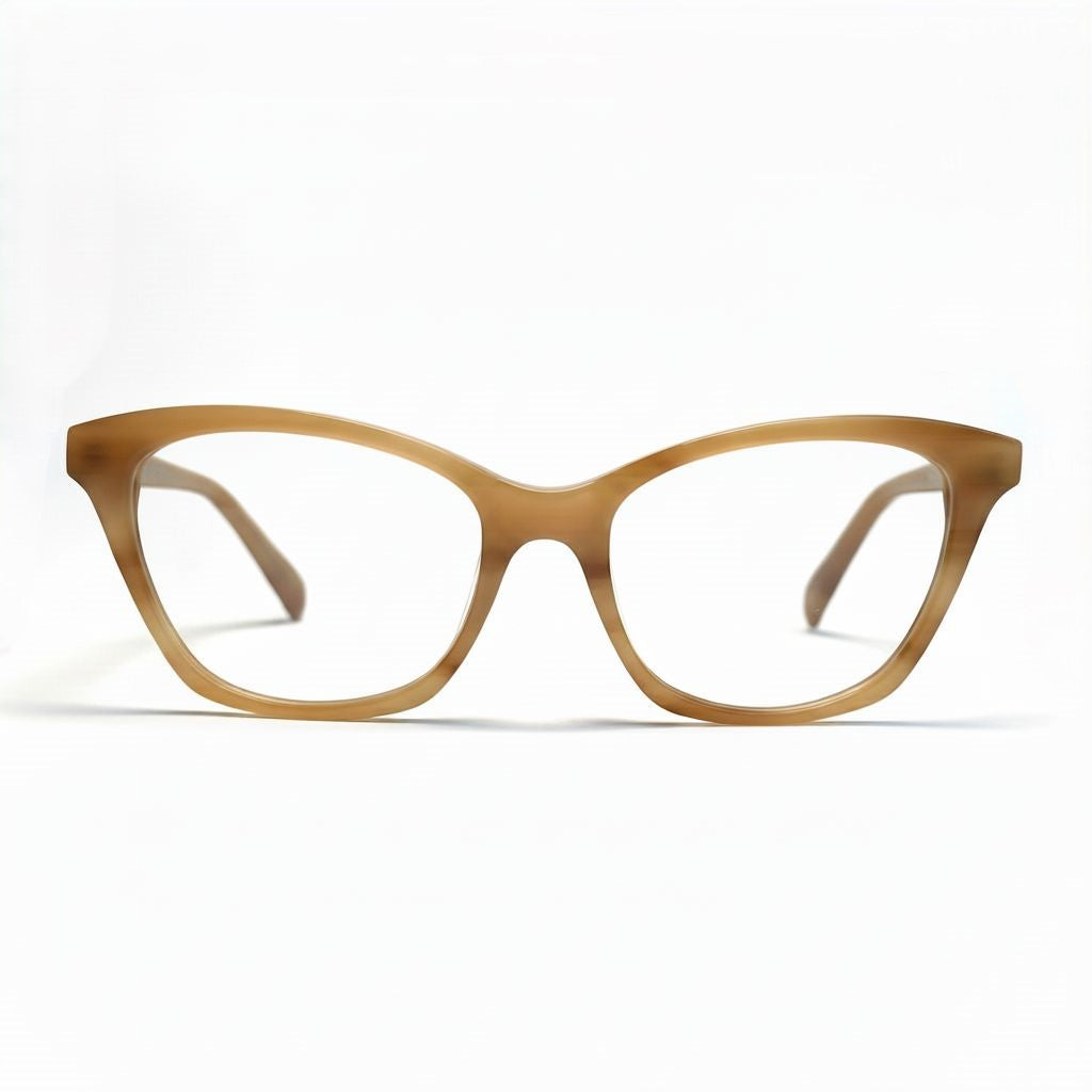 Brown cat-eye glasses on a white background