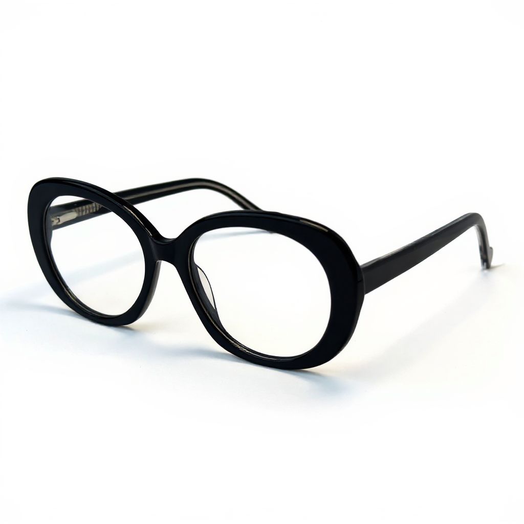 Black eyeglasses on a white background