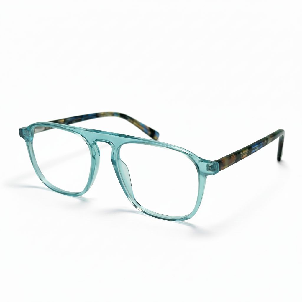 Teal eyeglasses on a white background