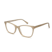 Beige eyeglasses on a white background