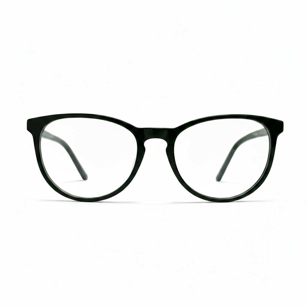 Black eyeglasses on a white background