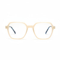 Beige eyeglasses on a white background