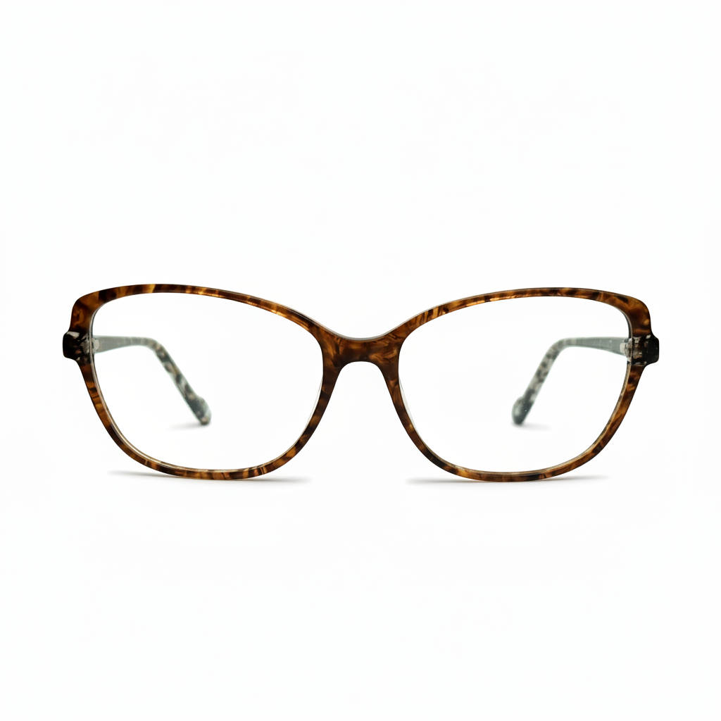 Tortoiseshell eyeglasses on a white background