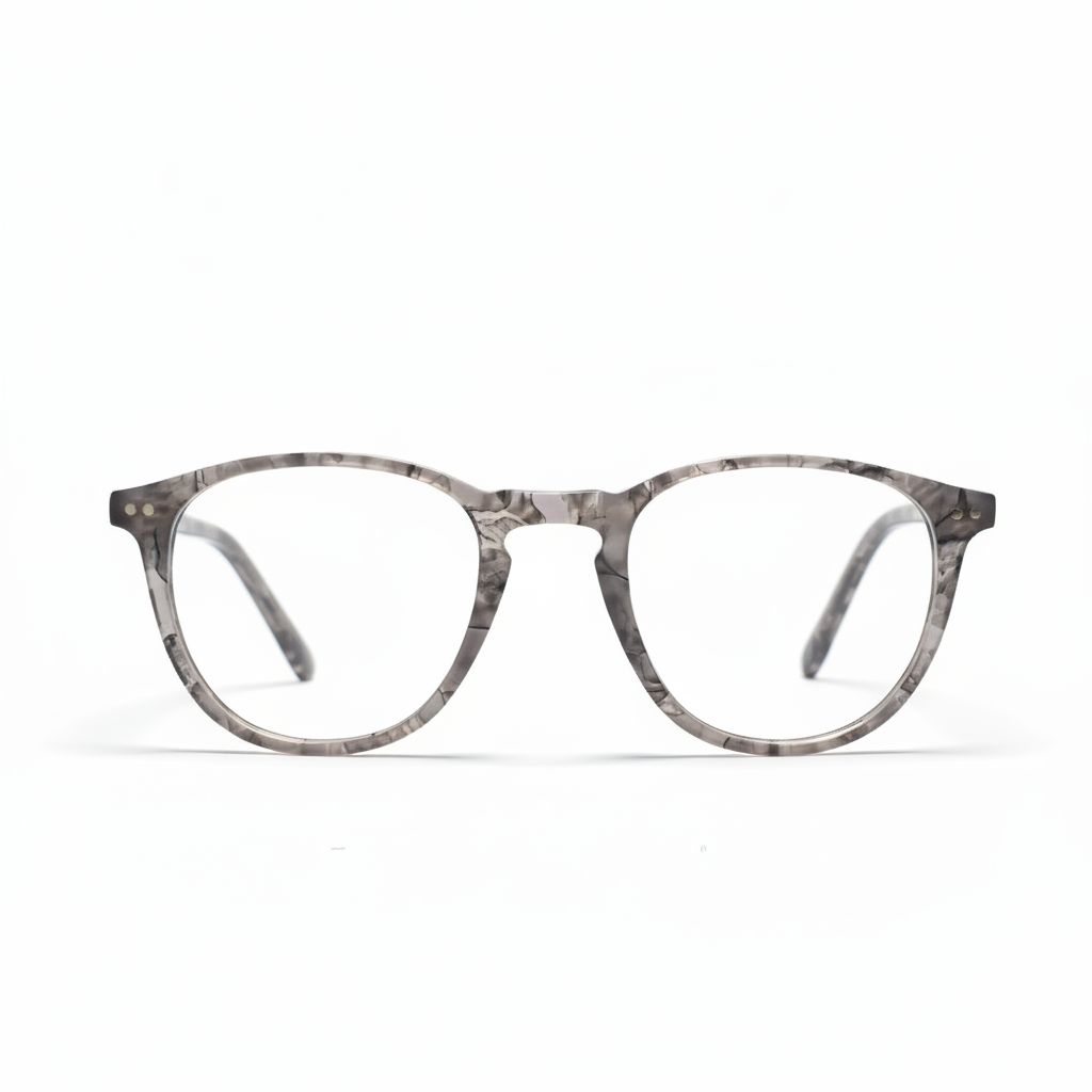 Marble-patterned eyeglasses on a white background