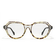 Tortoiseshell eyeglasses on a white background