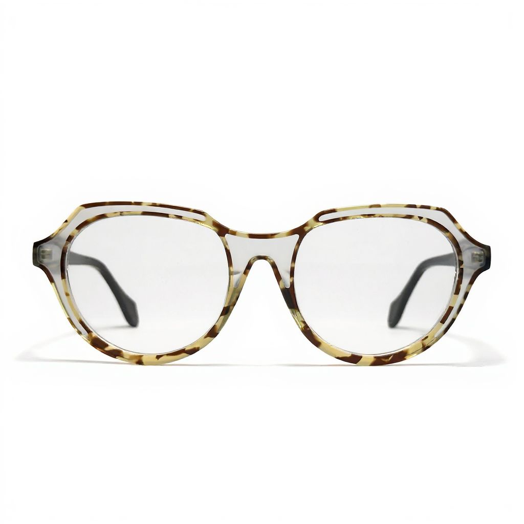 Tortoiseshell eyeglasses on a white background