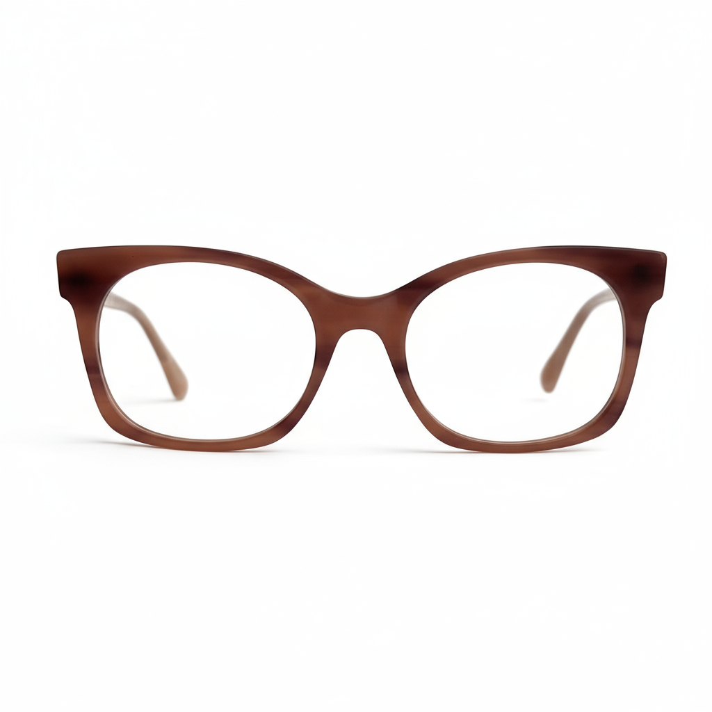 Brown cat-eye glasses on a white background