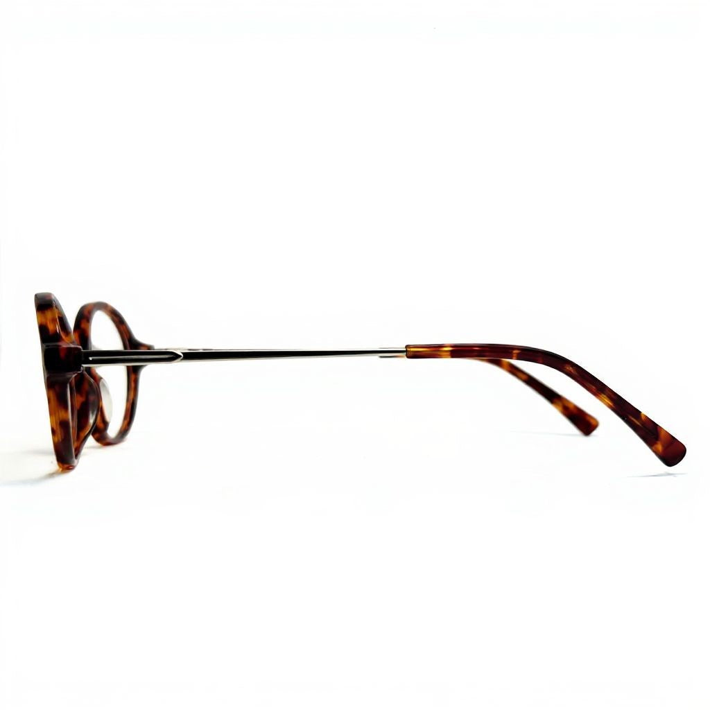 Tortoiseshell eyeglasses on a white background