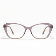 Purple cat-eye glasses on a white background