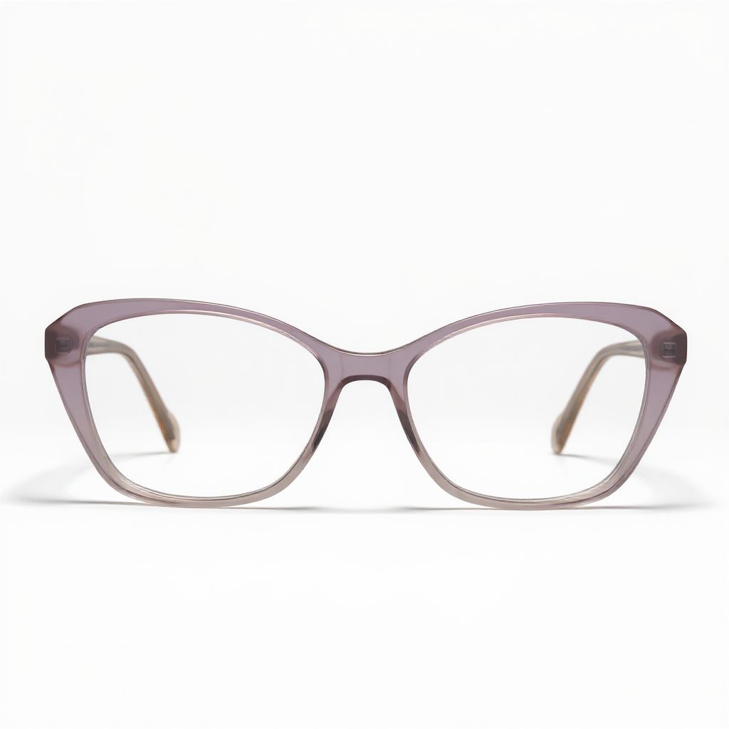 Purple cat-eye glasses on a white background