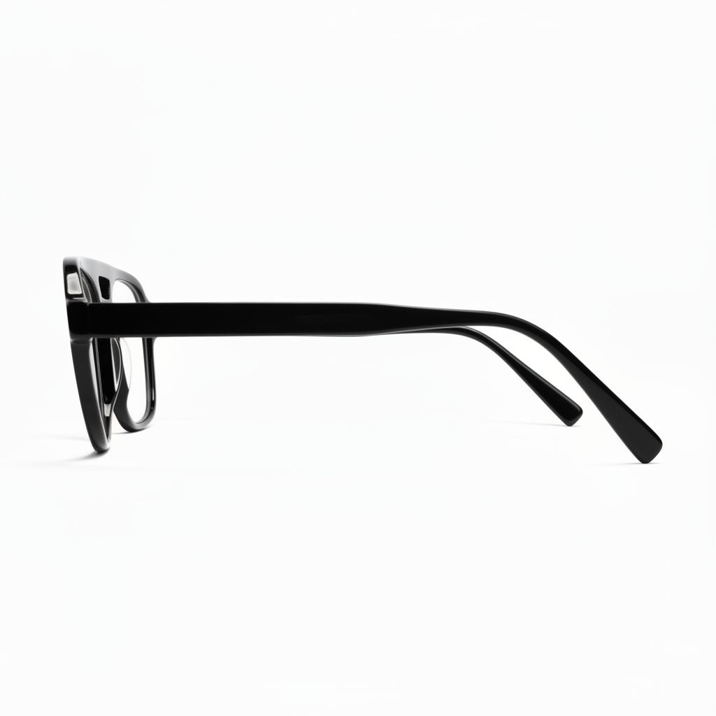 Black eyeglasses on a white background