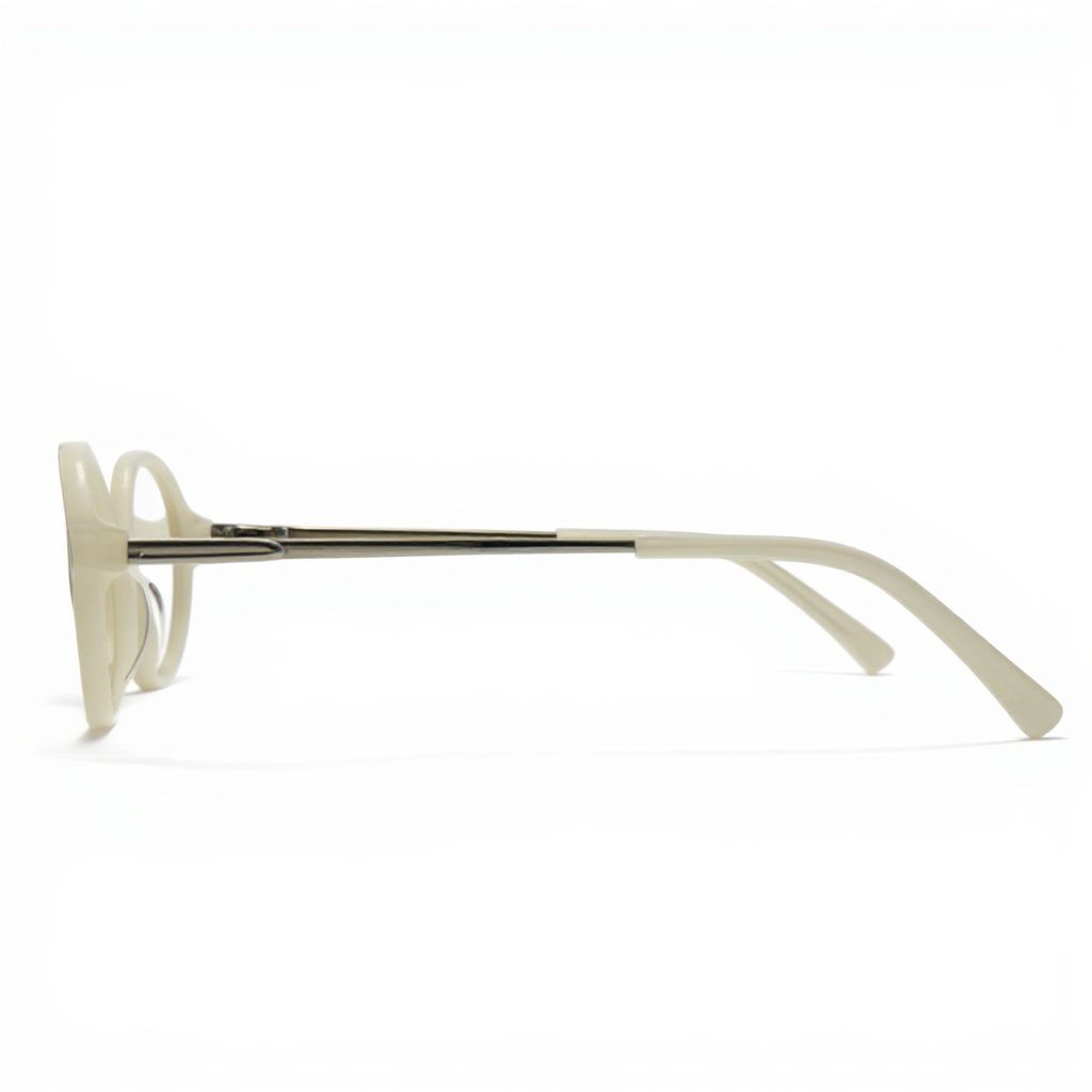 Eyeglasses with a white frame on a white background