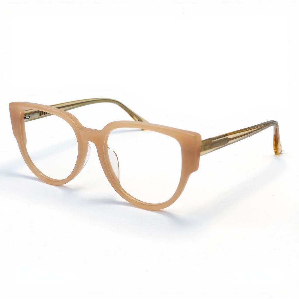 Beige eyeglasses on a white background