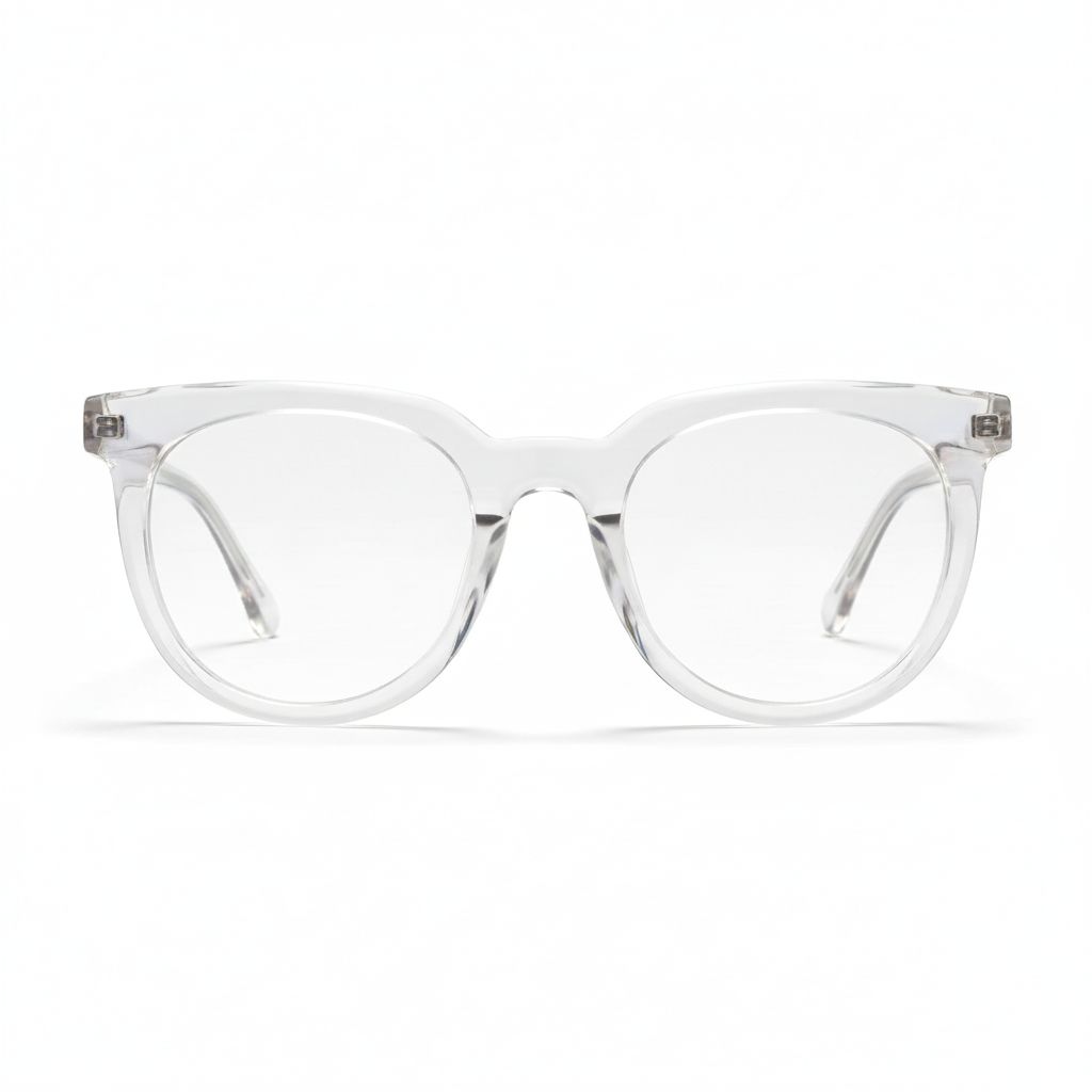 Clear eyeglasses on a white background