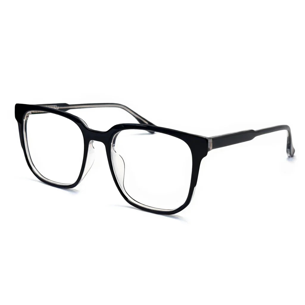 Black eyeglasses on a white background
