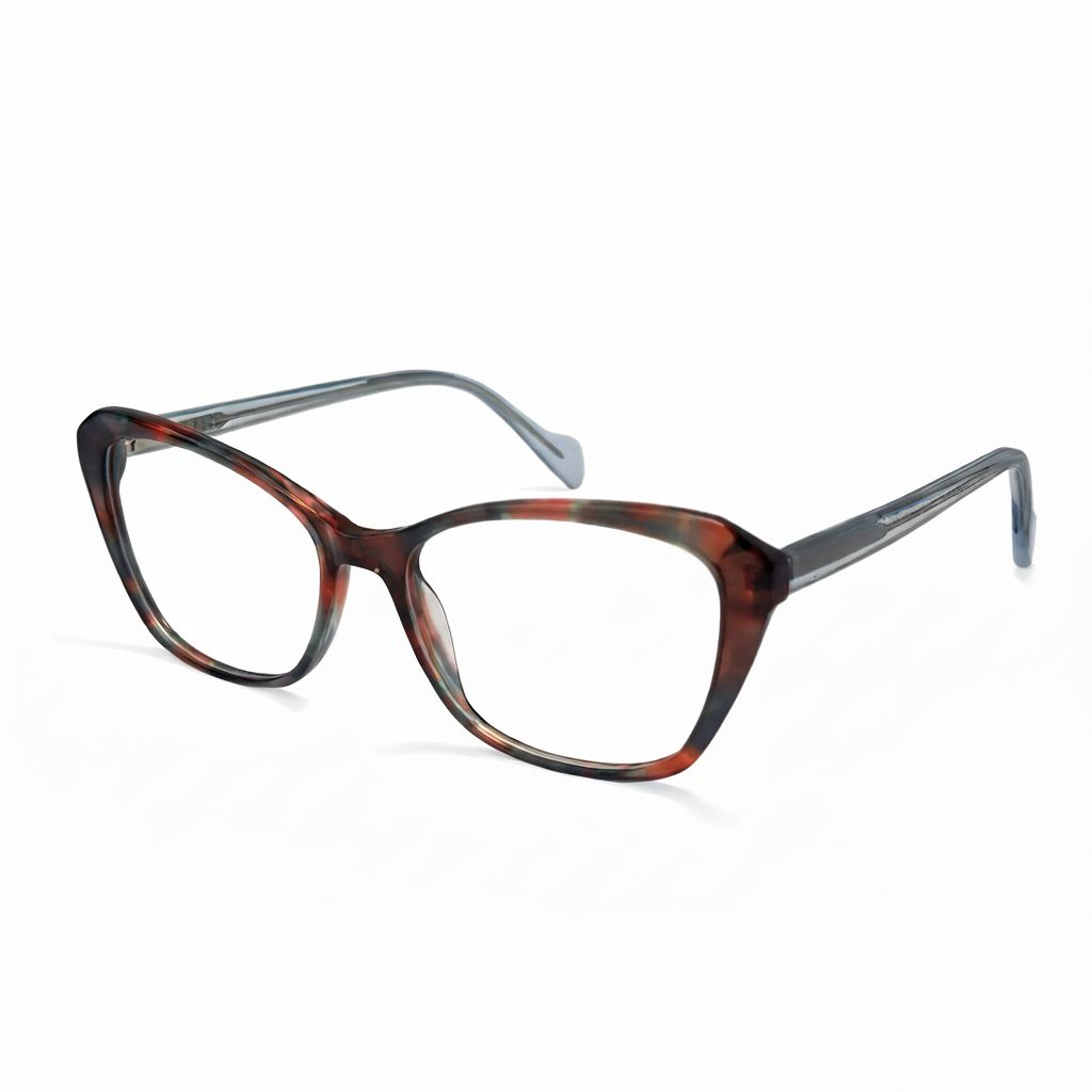 Eyeglasses with a tortoiseshell frame on a white background
