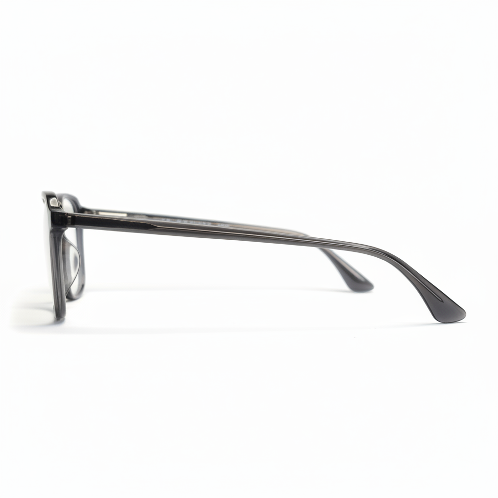 Eyeglasses with a black frame on a white background