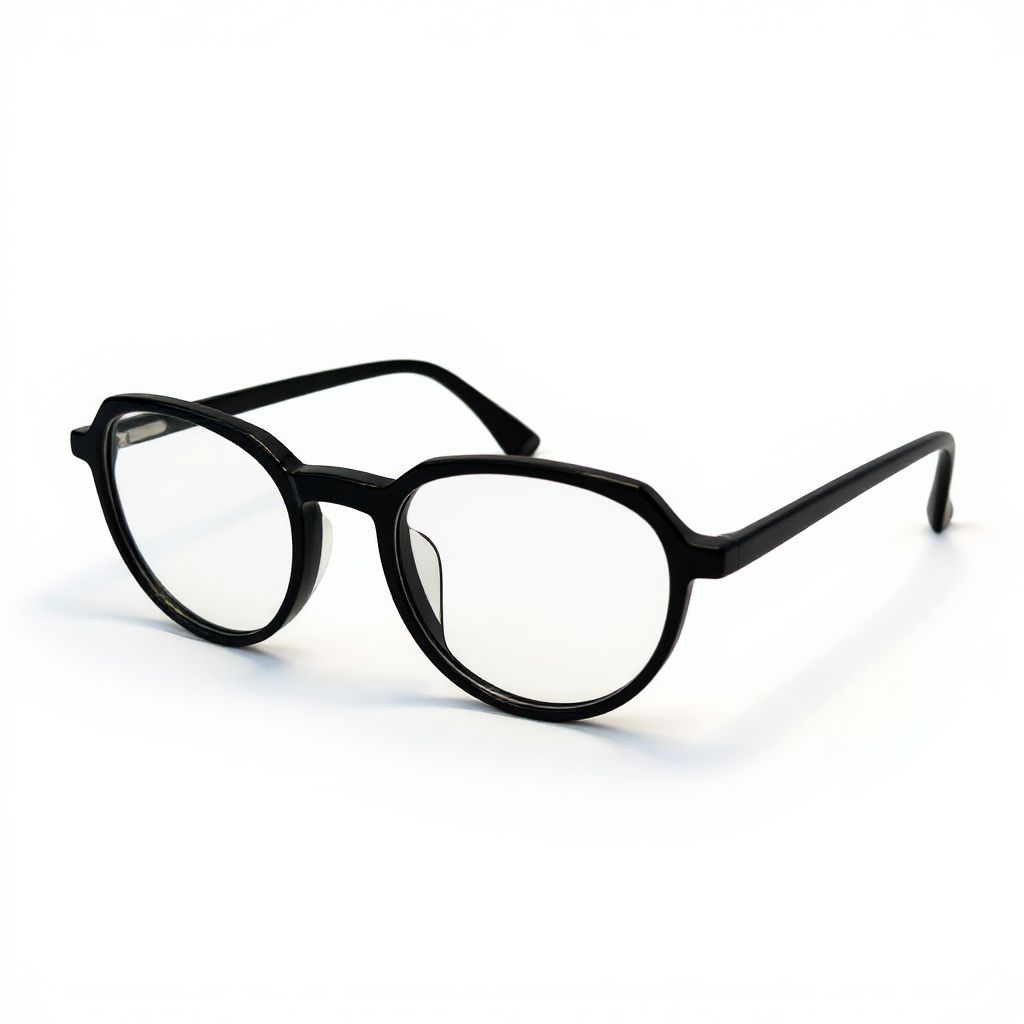 Black eyeglasses on a white background