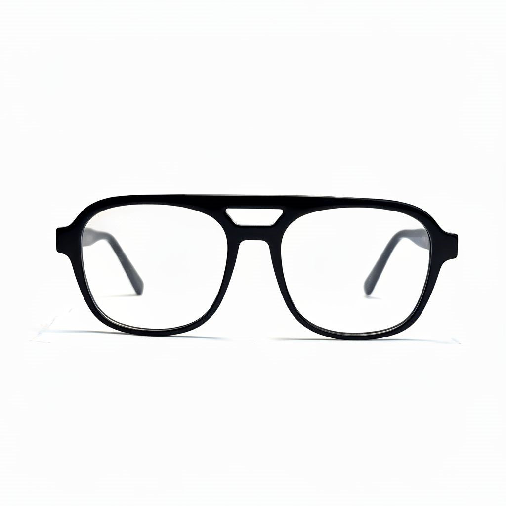 Black eyeglasses on a white background