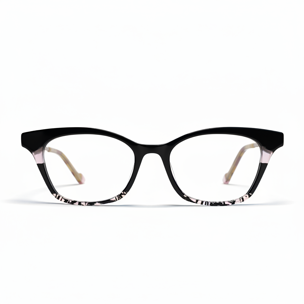 Black cat-eye glasses on a white background