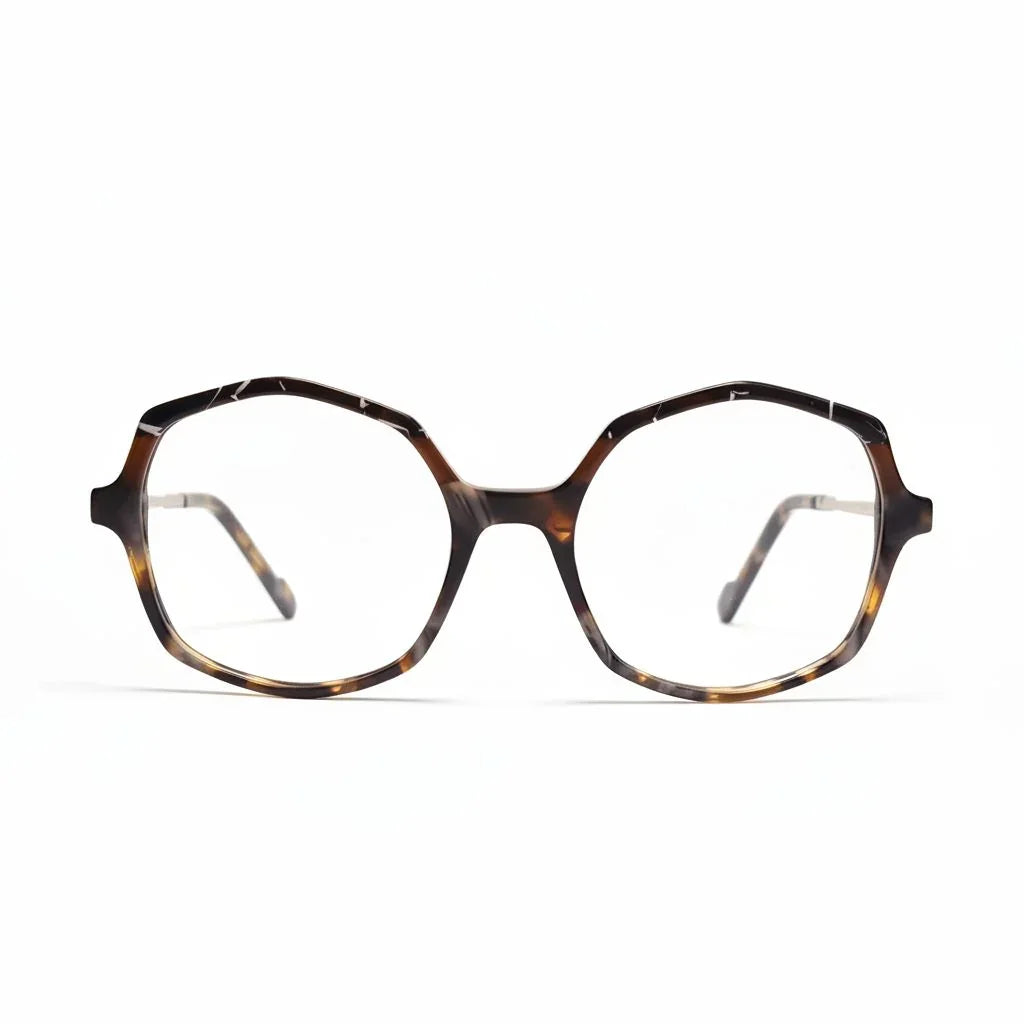Tortoiseshell eyeglasses on a white background