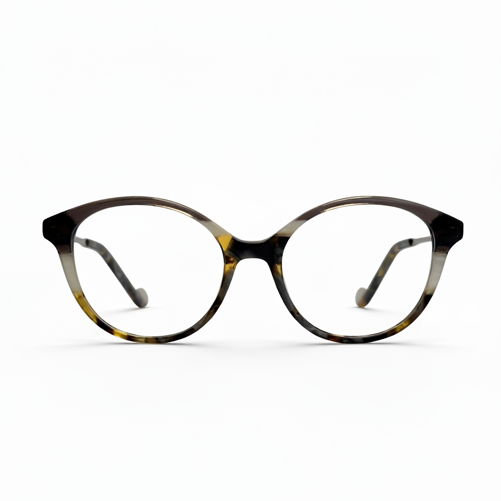 Tortoiseshell cat-eye glasses on a white background