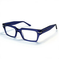 Blue eyeglasses on a white background