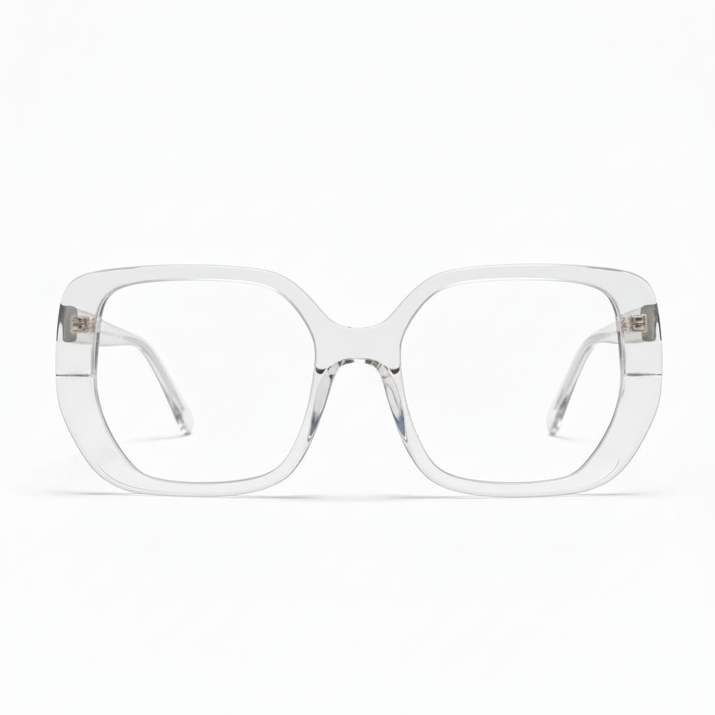 Clear eyeglasses on a white background