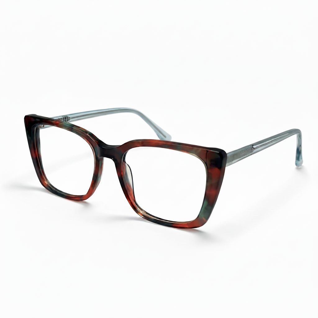 Eyeglasses with a tortoiseshell frame on a white background