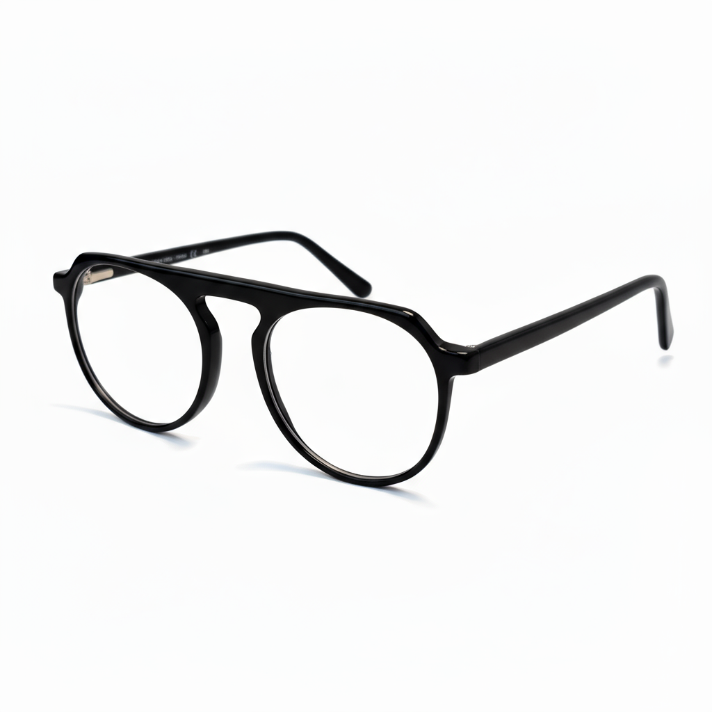 Black round eyeglasses on a white background