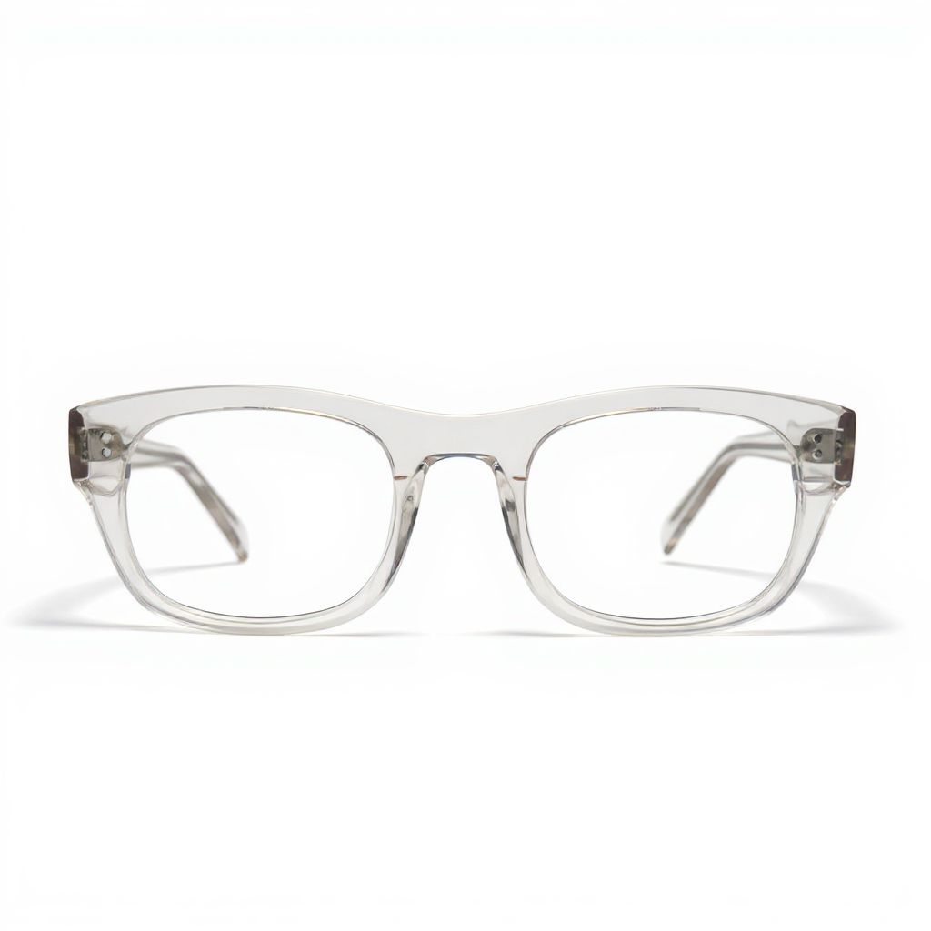 Clear eyeglasses on a white background