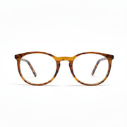 Tortoiseshell eyeglasses on a white background