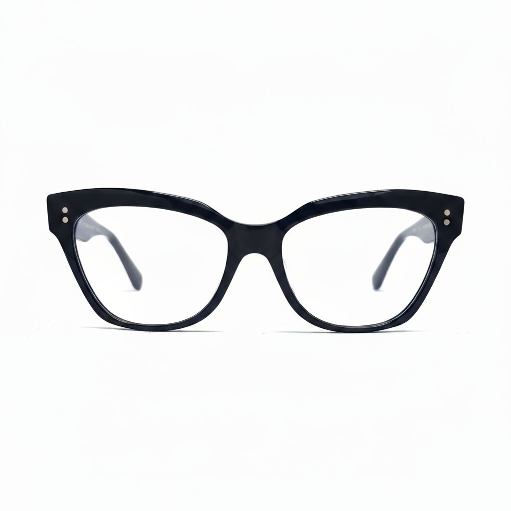 Black cat-eye glasses on a white background