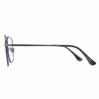 Eyeglasses with a metallic frame on a white background