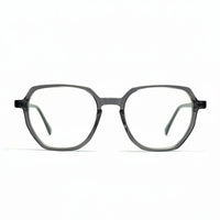 Gray eyeglasses on a white background